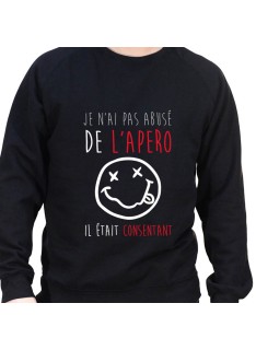 je n'ai pas abusé de l'apero il était consentant – Sweat Crewneck Homme Alcool Tshirt Homme Alcool